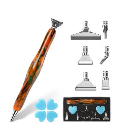 WELYEA Diamond Painting Pen - Diamond Art Resin Pen Stainless Steel Metal Pen Tips 5D Diamond Painting Accessories Tools DIY Art Craft for Adults Kids Beginner Yellow-Green