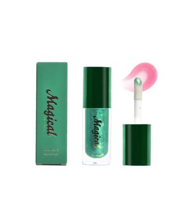 Color Changing Lip Gloss PH Tinted Lip Oil Green to Pink Color Change Effect Shine Finish Mood Lip Oil Gloss Balm Long Lasting Moisturizing Lip Glow Oil for Dry Lips (01)