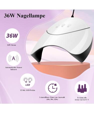 Poly Nail Gel Starter Set with 36W UV/LED Lamp | Phoenixy Blu Purple 6 Colors Base & Top Coat Perfect Gift! - Buy Online on SooperMarket.com