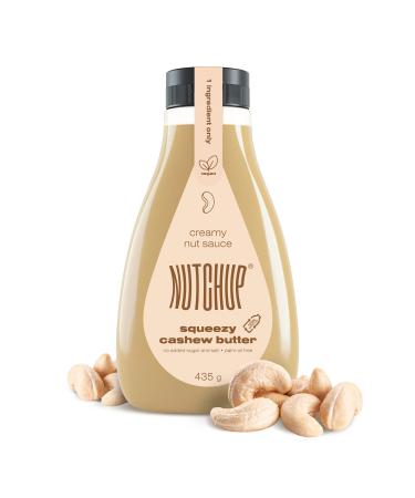 NUTCHUP The First Squeezy Cashew Butter | Delicious Nut Topping | Smooth & Crunchy Pancake Waffle Ice cream Pizza sauce | 435g Bottle (Cashew)