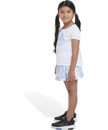 adidas Girls Short Sleeve Tee & French Terry Pleated Skort Set 6X - White | Shop Now - Buy Online on SooperMarket.com
