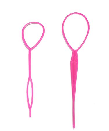 ruech 2 Topsy Tail French Braid Loop Hair Braid Ponytail Maker Hair Styling Tools Ponytail Creator Plastic Loop Hair Accessories (Pink)