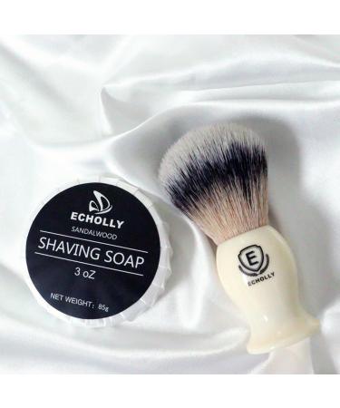 Premium 4 in 1 Shaving Brush Kit for Men - Vegan Brush Sandalwood Soap Stainless Steel Bowl & Stand | Perfect Gift (Ivory White - Buy Online on SooperMarket.com