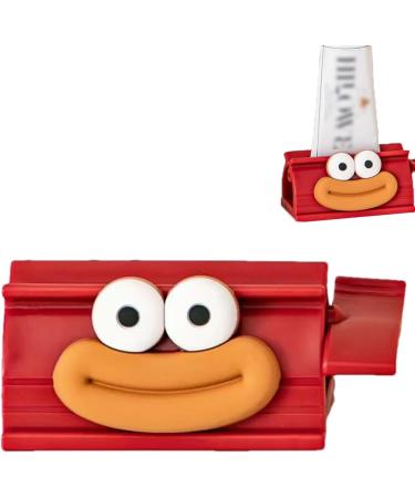 Rolling Toothpaste Squeezer - Cute Smiling Face Tube Squeezer Tool Manual Toothpaste Dispenser Toothpaste Holder Squeezer for Bathroom Restroom Red - Buy Online on SooperMarket.com