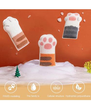 Body Exfoliating Sponge Elastic Bath Sponge Cute Bathing Clean Scrub Brush with 4 Cat Paws - Buy Online on SooperMarket.com