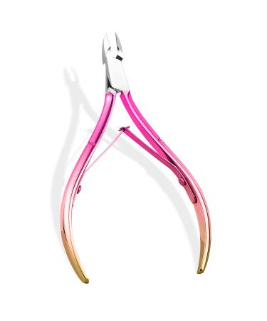 Nail skin pliers professional nail skin remover nail skin shears stainless steel skin scissors sharp cut fine for removal of excess torn skin on fingers and toes pink color gradient
