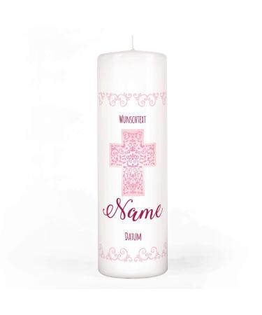 Striefchen candle for baptism/communion/confirmation with name and date for girls
