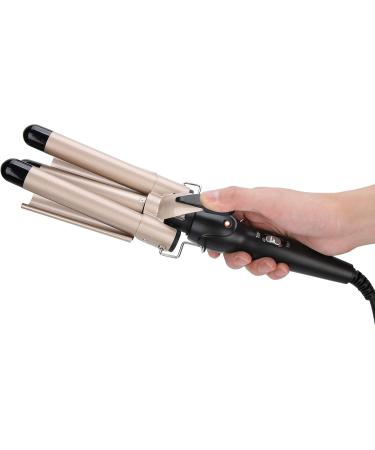 Electric Hair Waver Fast Heating 3 Barrel Curling Iron Wand Adjustable Hair Curler Waver Crimper Hair Styling Tool Hair Curling Wand (Gold 22mm) - Buy Online on SooperMarket.com