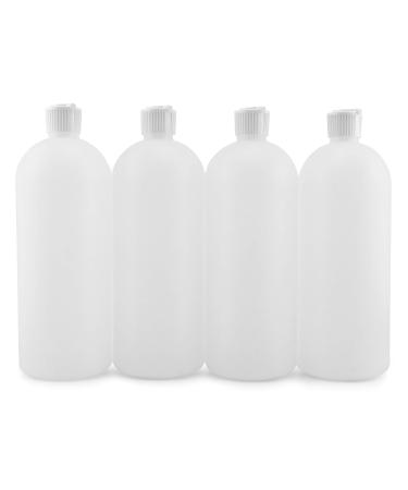 32-Ounce Flip Top Plastic Squeeze Bottles (4-Pack) Spout Style Tops, Natural Color