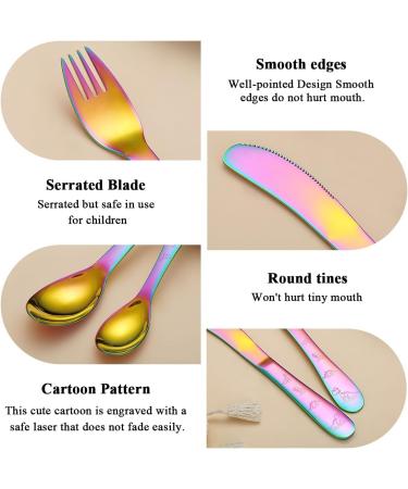 Evanda Rainbow Toddler Utensils Rainbow Titanium Coated 4 Pieces Stainless Steel Toddler Silverware Set Kids Utensils Forks and Spoons Mirror Polished Smooth Round Tableware and Dishwasher Safe 3.rainbow - Buy Online on SooperMarket.com