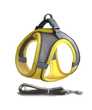 Cat Harness with Leash Set Kitten Harness Soft Cat Leash with Reflective Strips Small Dog Rabbit Leash for Walking Outdoor Activities (M Yellow) M Yellow