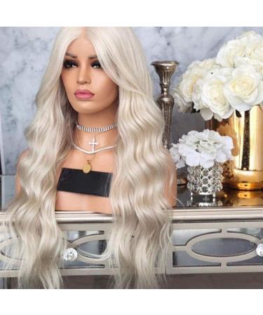 BGHJUE Platinum Blonde Wig 26 - Synthetic Lace Front Wig with Baby Hair | Glueless Heat Resistant Wigs for Women - Buy Online on SooperMarket.com