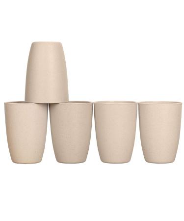 LuckyZone Wheat Straw Unbreakable Cup (12 oz) - Reusable Drinking Glasses Set of 5 - Dishwasher Safe - BPA Free & Eco-Friendly(Beige)