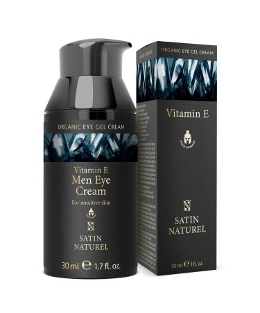 Mens Eye Cream 30ml Powerful Organic Under Eye Cream Anti Aging Wrinkles Dark Circles - Mens Face Cream with Hyaluronic Acid Vitamin E Aloe Vera and Taurine - Eye Care Products by Satin Naturel