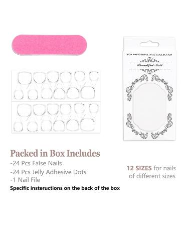 French White Square Short Full Cover Fake Toe Nails 24PCS - Toe Nails with Glue Sticker and File - False Gel Toe Nails Tips for Women, Teens, Girls - Buy Online on SooperMarket.com