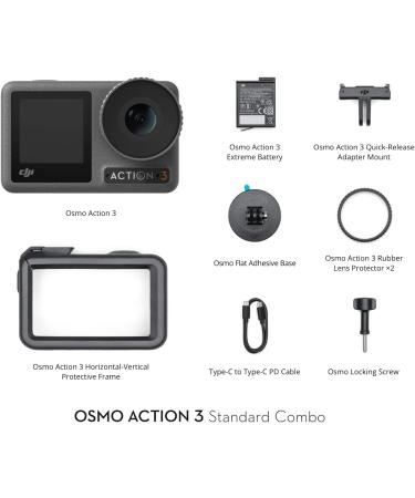 DJI Osmo Action 3 Standard Combo  Waterproof Action Camera with 4K HDR & Super-Wide FOV  10-Bit Color Depth  HorizonSteady  Cold Resistant & Long-Lasting  Vlogging Camera for YouTube Standard Combo Single - Buy Online on SooperMarket.com