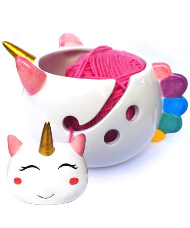 Unicorn Yarn Bowl for Knitting - Ceramic Knitting Bowl Extra Large 8.5- Ceramic Yarn Bowl Crochet Accessories Yarn Holder Storage Gift for Knitters
