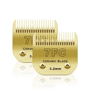 BESTBOMG 2 pieces 7FC replacement knife for dog care compatible with Heiniger/Moser Max45/Andis/Easter A5 clipper for dogs size 7FC cut length 1/8 inches (3.2 mm) gold-colored 7FC-G-2
