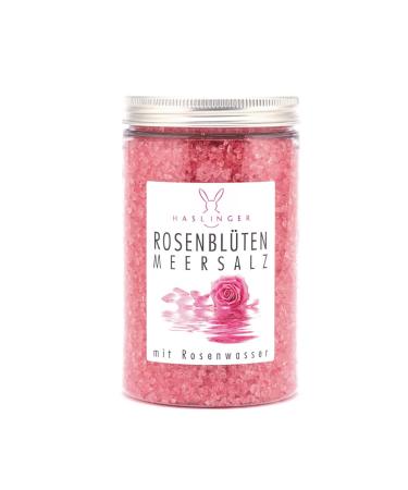 Haslinger Rose Petal Sea Salt Bath Additive with Rose Water - 450g | Soothing Spa Experience Natural Ingredients International Shipping - Buy Online on SooperMarket.com