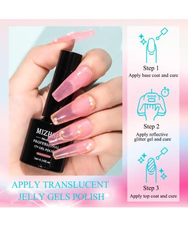 MIZHSE 12 Pcs Jelly Gel Nail Polish Kit - Clear Translucent Summer Gel Polish Set for Sheer Manicure - UV LED Soak Off Varnish for Home Salon - Buy Online on SooperMarket.com