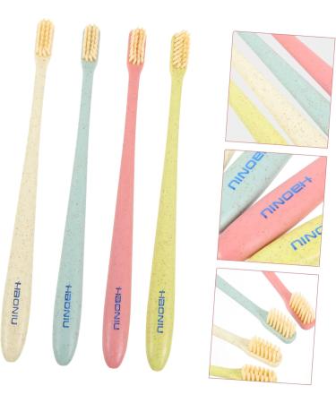 KOMBIUDA Manual Toothbrush Set - 4 Soft Plastic Brushes for Adults & Travel Includes Tongue Brush - Optimal Oral Care - Buy Online on SooperMarket.com