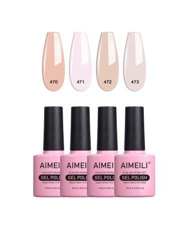AIMEILI Gel Nail Polish Set Nude Gel Polish Set Soak Off UV LED Glossy Nail Salon Set Gel Varnish Nail Art Manicure Pedicure - Long Lasting & Easy to Apply 4pcs X 10ml - Kit24 KIT4-24 10 ml (Pack of 4)