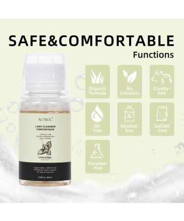Eyelash Cleanser Concentrate Unscented 60ml Professional Lash Extensions Shampoo Natural Foaming Cleanser DIY Paraben & Sulfate Free Non-lrritating Wash for Extensions Lashes with Salon Home Care-Makes 60ml Bottles Eyelash Shampoo - Buy Online on SooperMarket.com