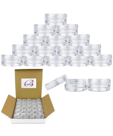 Beauticom 3g/3ml (0.1 Fl Oz) Round Clear Plastic Jars with Round Top Lids for Creams, Lotions, Powders, Glitters, and more... (Color: Clear Lid, Quantity: 50 Pieces)