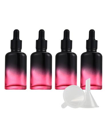 Zeoabsy 4 pieces 30 ml of empty black red color gradient oval pipette bottle with black pipette ring glass bottle of glass pipette drip pipettes for essential oils aromatherapy 30ml black