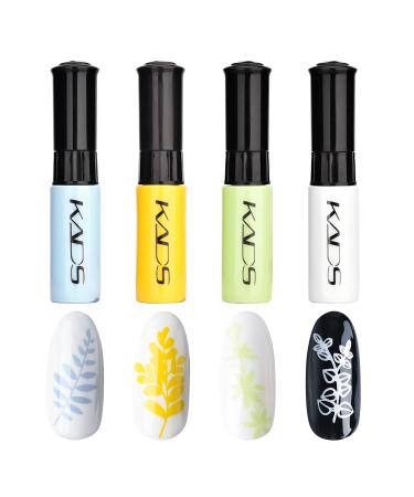 4 Colors Nail Polish Set Stamping Polish Detailed Painting Plastic Bottle Colourful Pigment Nail Art DIY Manicure Design Drawing Tool 10ml (4P-13)