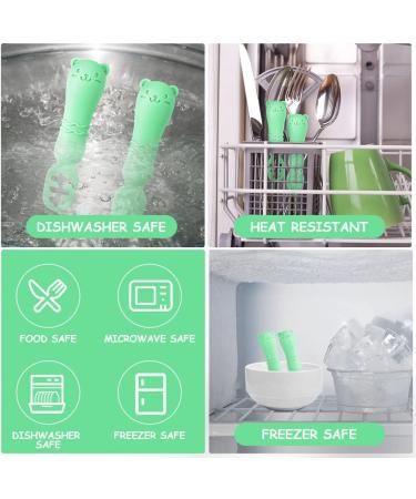 Vicloon Baby Fork and Spoon Set - 2Pcs Silicone Weaning Utensils for Self Feeding, Easy Grip Toddler Cutlery Kit - Soft Infant Spoon in Green - Buy Online on SooperMarket.com
