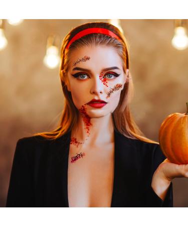 Halloween Zombie Scars Tattoos 10pcs Fake Scar Bloody Makeup Stickers for Costume Decoration - Buy Online on SooperMarket.com