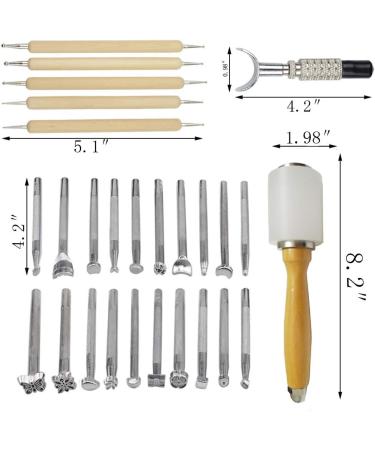 BANYOUR 20PCS Leather Stamping Set for DIY Saddle Making & Craft Stamps - Leather Carving Tools & Hammer - Buy Online on SooperMarket.com