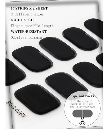 Kalolary 32PCS Waterproof Black Gel Nail Polish Strips | Adhesive Full Wrap Stickers with File and Stick | UV/LED Lamp Required - Buy Online on SooperMarket.com