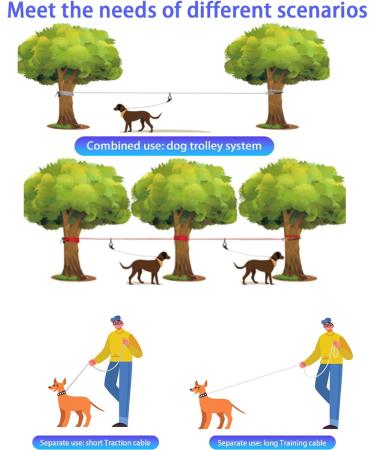 Loqatidis 3-in-1 Dog Leash | 50/100ft Portable Trolley System for Training & Outdoor Adventures | Reflective Rope for Camping & Parks | Perfect for 2 Dogs - Orange - Buy Online on SooperMarket.com