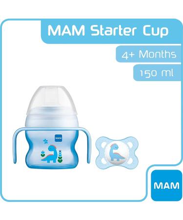 MAM Starter Cup with Handles & Soother - 150ml Blue | 4+ Months Baby Feeding Set - Buy Online on SooperMarket.com