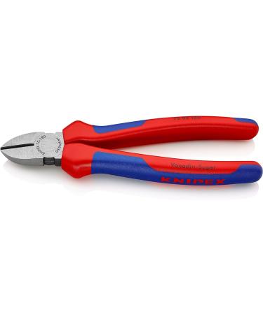 Knipex Diagonal Cutter black atramentized with multi-component grips 180 mm (self-service card/blister) 70 02 180 SB Multi-component Grips Blue/Red 180 mm atramentized on self-service card