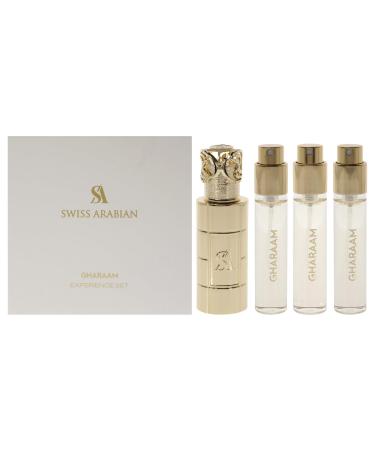 Swiss Arabian Gharaam for Unisex - 4 Pc Mini Gift Set 3 x 10ml Perfume Spray 1 Metal Case