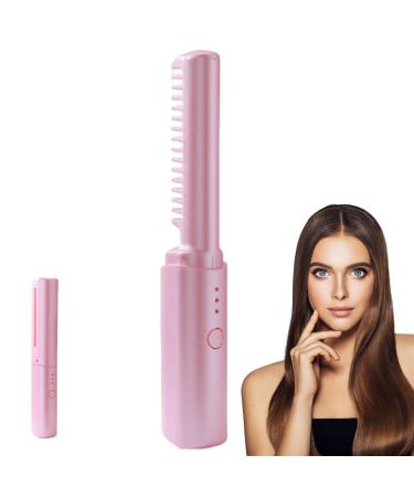 Hair Straighteners Mini Hair Straightener Portable Cordless Hair Straightener Brush USB Rechargeable 3 Temperature Adjustable Hair Brush with Anti-Scald Feature for All Hair Types Style 3