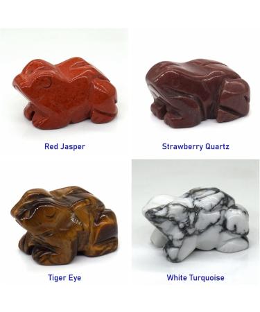 TRUSTTWO 1.5" Frog Statue Natural Gemstone Room Decoration Healing Crystal Animals Figurines Reiki Hand Carved Stones The White Turquoise - Buy Online on SooperMarket.com