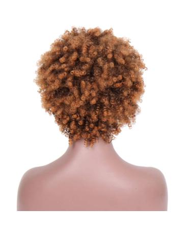 SHIYID Short Blonde Curly Synthetic Wig for Women - Heat Resistant Brown Kindy Curly Hair | Perfect African American Hair Solution - Buy Online on SooperMarket.com