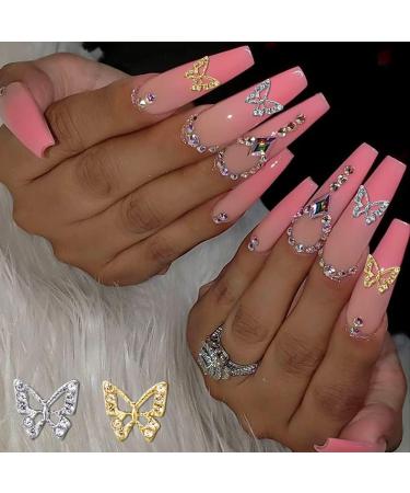 20Pcs Alloy Butterfly Nail Charms - 3D Metal Rhinestones for Acrylic Nails | Shiny Crystal Nail Art Gems for DIY Manicure - Women's Nail Decoration Supplies - Buy Online on SooperMarket.com