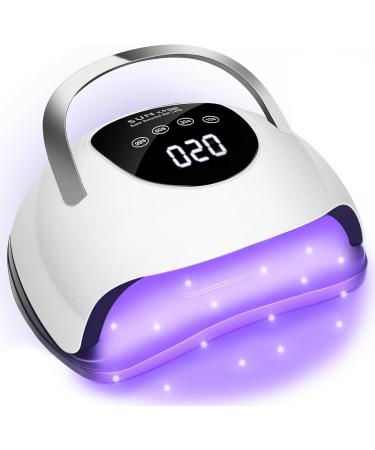 2024 Latest Upgrade UV Nail Lamps 220W UV Lamps for Gel Nails Professional Faster Nail Dryer with 4 Timers Touch Screen Automatic Sensor Portable Handle Nail Art Light Tools for Curing Nail Polish Off White