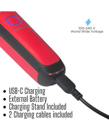 Supreme Trimmer Recharge Zero Gap Trimmer for Barbers | 7500+ RPM Removable Battery Smart USB Charging Stand + iPhone/Android Charging | ST777 Red - Buy Online on SooperMarket.com