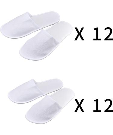 KRISMYA 24 Pairs Spa Slippers - Non-Slip Disposable Closed Toe Slippers for Men and Women | Ideal for Hotel, Home, Guest Use - White - Buy Online on SooperMarket.com