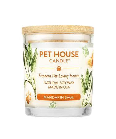 One Fur All Pet House Candle - Mandarin Sage - 100% Plant-Based Wax Candle - Pet Odor Eliminator for Home - Non-Toxic & Eco-Friendly Air Freshening Scented Candles