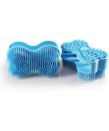 Emoly Soft Silicone Body Brush Scrubber | Exfoliating Skin Spa Massage Glove | Antiskid Finger Sleeve | Blue - Buy Online on SooperMarket.com