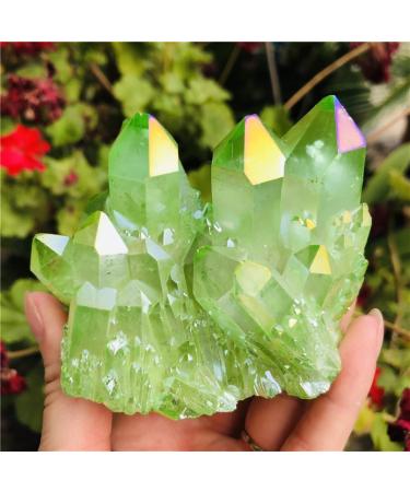 Home Decoration Natural Crystal Quartz Flame Aura Quartz Crystal Cluster Ore Specimens Random delivery Stones kaixun (Color : Light Green Size : 100-130g) 100-130g Light Green