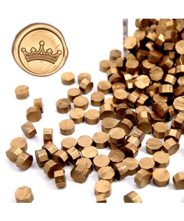 UNIQOOO 180 Pcs Metallic Antique Gold Box Sealing Wax Beads Nuggets for Wax Seal Stamp Great for Embellishment of Card Envelope Wedding Invitation Wine Package Gift Wrapping