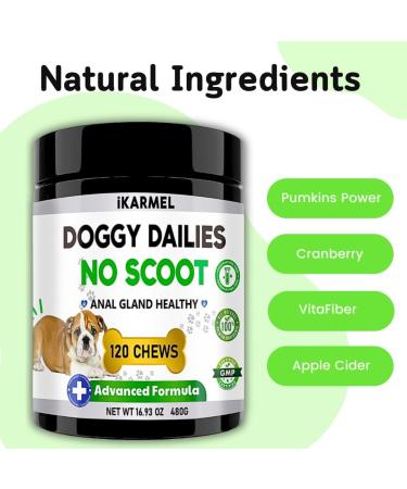 iKARMEL Doggy Dailies | Advanced Anal Gland Support Chews for Dogs | No Scoot Pet Supplements | Pumpkin Powder Fiber Digestion Tablets | Vet-Formulated | 120 Count - Buy Online on SooperMarket.com